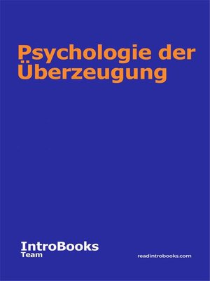 cover image of Psychologie der Überzeugung